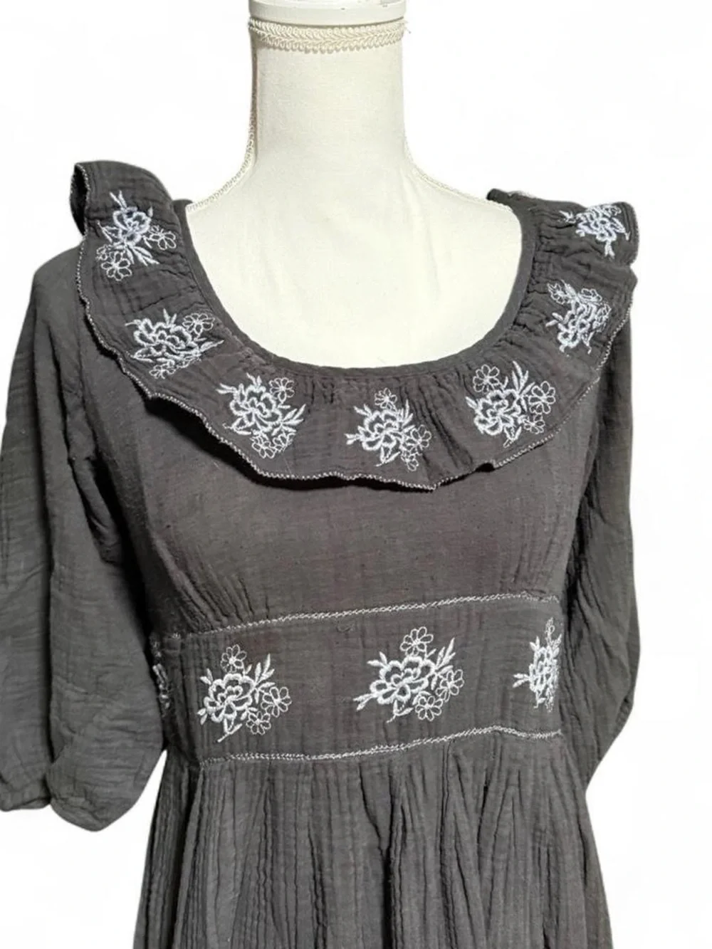 Free People Lovers Lane Maxi Dress Prairie Boho Ruffle Cotton Flowy XL - Picture 2 of 7